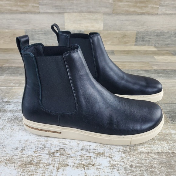 Birkenstock Bend Mens Chelsea Boots Sz 12 Black White Natural Leather Slip On